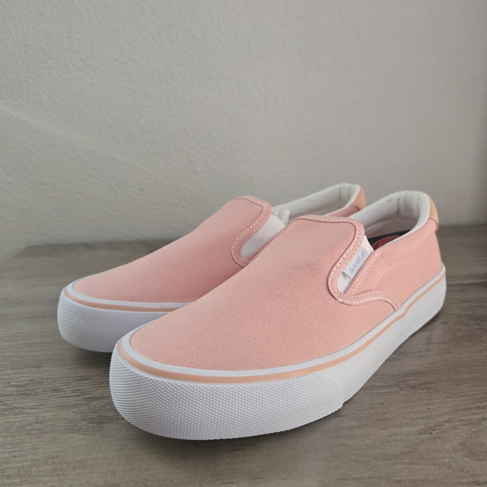 LUGZ Clipper Slip On Sneakers Pink/White Canvas Size 8